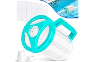 Sinbyuer Inline Pool Leaf Canister for Pool Vacuum, High-Capacity Pool Leaf Catcher Comes with 5 Skimmer Socks & Strainer Basket, Pool Leaf Collector Leaf Trap for Pool/Spa -Catch Twigs/Fine Particles