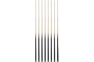 HMQQ 58" One Piece Pool Cue Stick with 13MM Leather Tip, Weight 20OZ Billiards Cue Stick, Pool Stick Set of 4/ Set of 6/ Set of 8 (Black&Natural Wood Color)