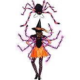 Camlinbo 64 LED Halloween Spider Costume Colorful Spider Costume with Lights Plush Spider Halloween Accessories Decor