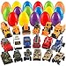 JOYIN 18 Pcs Jumbo Easter Eggs Filled with Die-cast Vehicles, City Cars and Trucks Toy Prefilled Egg for Kids Basket Stuffers, Party Favors and Easter Game