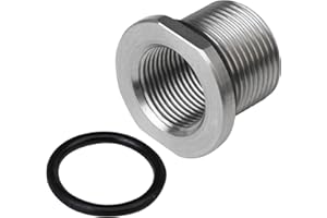 Stainless Steel Fuel Filter Adapter, 1/2-28 to 5/8-24Thread Converter with Rubber Washers & O-Rings