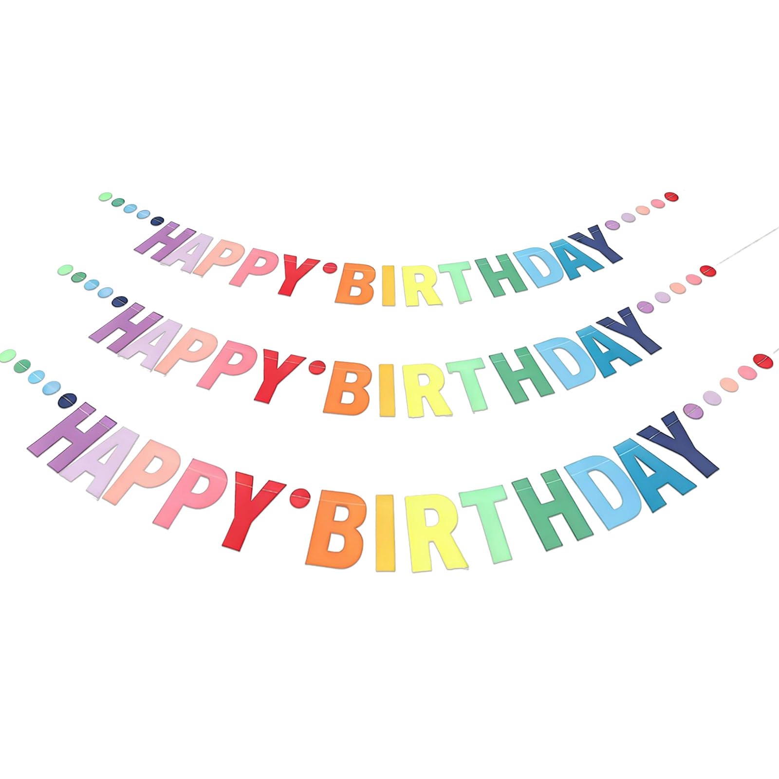 3 Pcs Happy Birthday Bunting Banners, Rainbow Happy Birthday Banners for Women Decorations, Colourful Birthdays Decorations Banner Suitable for Family Friends Parties