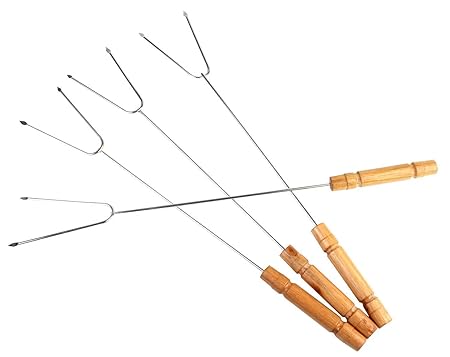 Xinwan Bbq Campfire Roasting Sticks Hot Dog Forks For Tandoori (4 Piece Set)