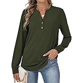Lallabai Women's Long Sleeve Shirts Fall Button Henley Tunic Tops Dressy Casual Blouses 2026 T-Shirts Outfits Fashion Clothes