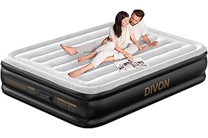 DIVON Air Mattress Full with Built in Pump,15’’Blow Up Mattress Full with Wave Pattern,Quick Self Inflation/Deflation Mattress in 3 Mins, Air Bed for Home&Camping,Black,660lbs