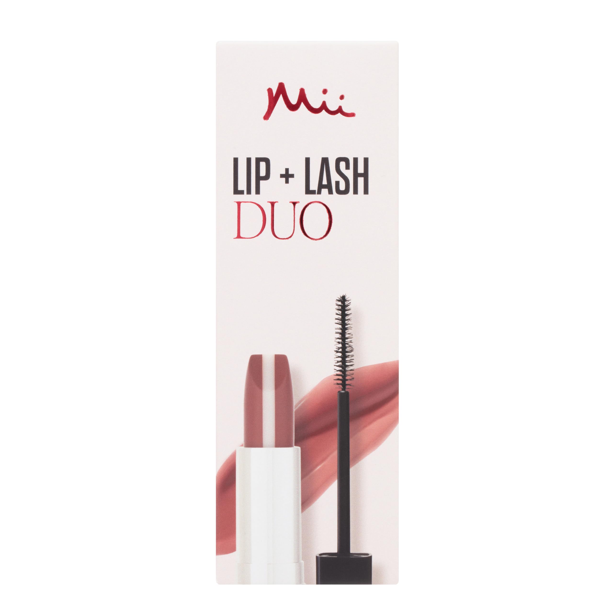 Mii Cosmetics Lip + Lash Lipstick & Mascara Duo Gift Set | Makeup Gift Set for Women | Plumping Lipstick & Lengthening Mascara | Lip & Eye Makeup Bundle, Make Up Bundle for Gifting | In Bloom