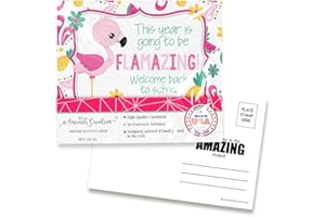 AMANDA CREATION Fun Flamingo Themed Welcome Back To School Blank Postcards For Teachers To Send To Students, 4"x6" Fill In Notecards by AmandaCreation (30)