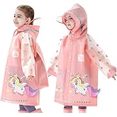Hovkib Kids Raincoat Toddler Rain Poncho Girls Boys Rain Coat Hooded Waterproof Rain Jacket Children Rain Suit 2-8 Years