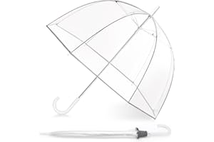 Trenovo 52 inch Clear Bubble Umbrella, Large Canopy Transparent Dome Coverage Stick Umbrella with Reflective Strip, Wedding Style European J Hook Handle Outdoor Umbrella for Women Adult