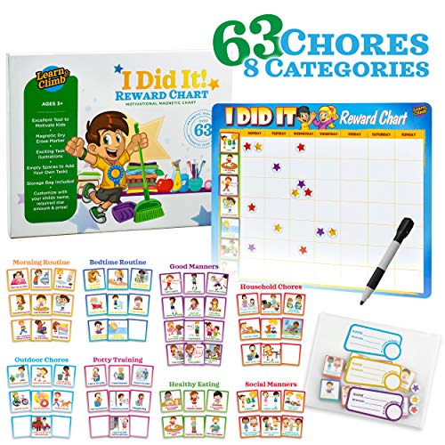 Learn & Climb Toddler Chore Chart - 63 Behavioral Chores as Potty Train, Behavior & More. 