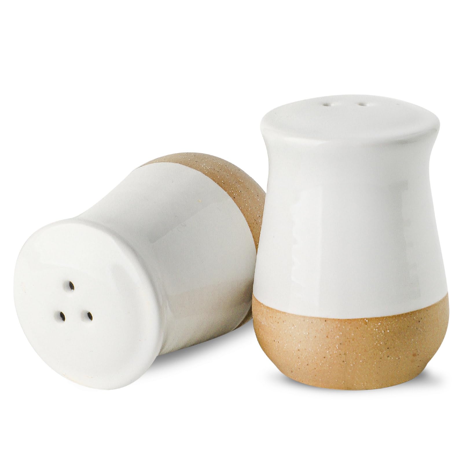 Photo 1 of glowworm Salt and Pepper Shakers Set, Ceramic Salt and Pepper Shaker, Kitchen Decor for Home Restaurants, Farmhouse Spice Shaker for Cooking Baking BBQ, White