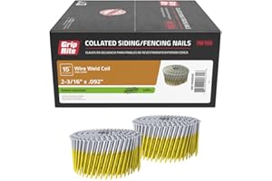 Grip-Rite GRC7R90DHG, 15-Degree Wire Coil Siding Collated Fasteners, 2-3/16" x .092 Hot Galvanized Ring, 3,000 Nails, High Holding Power