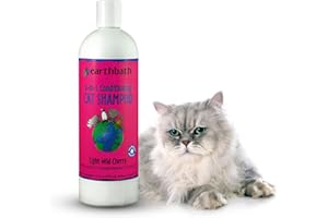 earthbath, Wild Cherry 2-in-1 Cat Conditioning Shampoo - Cruelty Free Cat Shampoo and Conditioner, Made in USA, Gentle Cat Conditioner, Kitty Shampoo & Cat Supplies, Safe Cat Wash - 16 Oz (1 Pack)