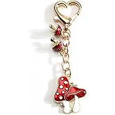 SHTALHST Mushroom Keychain for Women Enchanted Red Mushroom Keycharm Whimsical Forest Fairy Cottagecore Accessory for Keys Bag Charm