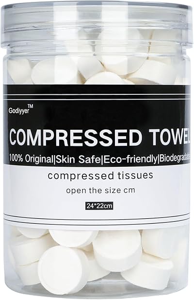 Godiyyer 100pcs Compressed Towels Disposable Coin Wipes Portable Travel