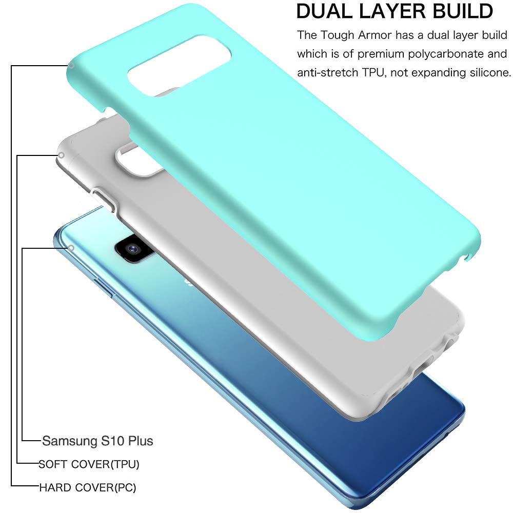 Galaxy S10 Plus Case, Androgate [Pearl Series] Hybrid Matte Protective Back Cover Bumper Case for Samsung Galaxy S10 Plus, Mint Green