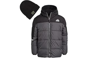 iXtreme Boys' Winter Jacket - Fleece Lined Bubble Puffer Water Repellent Ski Jacket with Winter Hat for Boys (8-18)