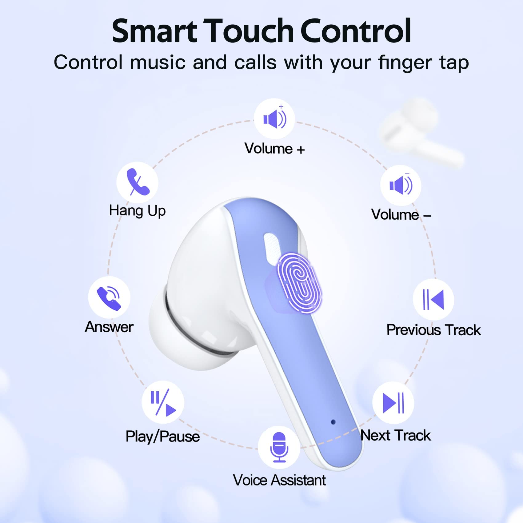 TAGRY 2 Sets X08 Purple and Sunset Pink Bluetooth Headphones True Wireless Earbuds 60H Playback Ear Buds with Wireless Charging Case in-Ear Earbuds with Mic