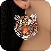 Tiger Earrings for Women Game Day Football Team Spirit Earrings Leopard Hollow Tiger Head Earrings Personality Animal Jewelry for Women
