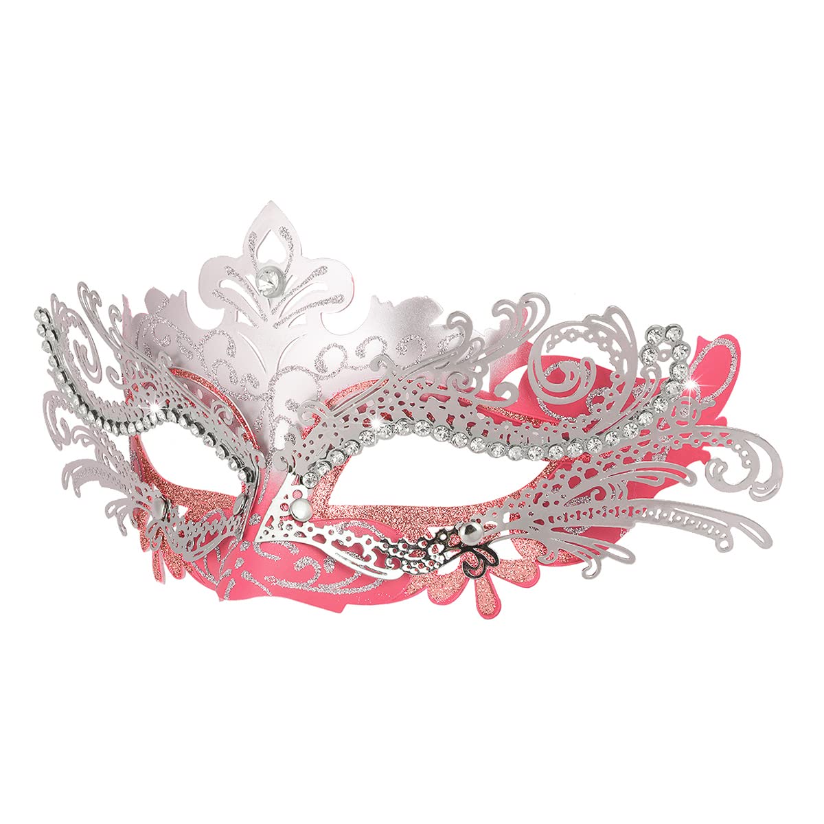 Hoshin Masquerade Mask, Mardi Gras Deecorations Venetian Masks for Womens (Pink & Silver) โ image 1