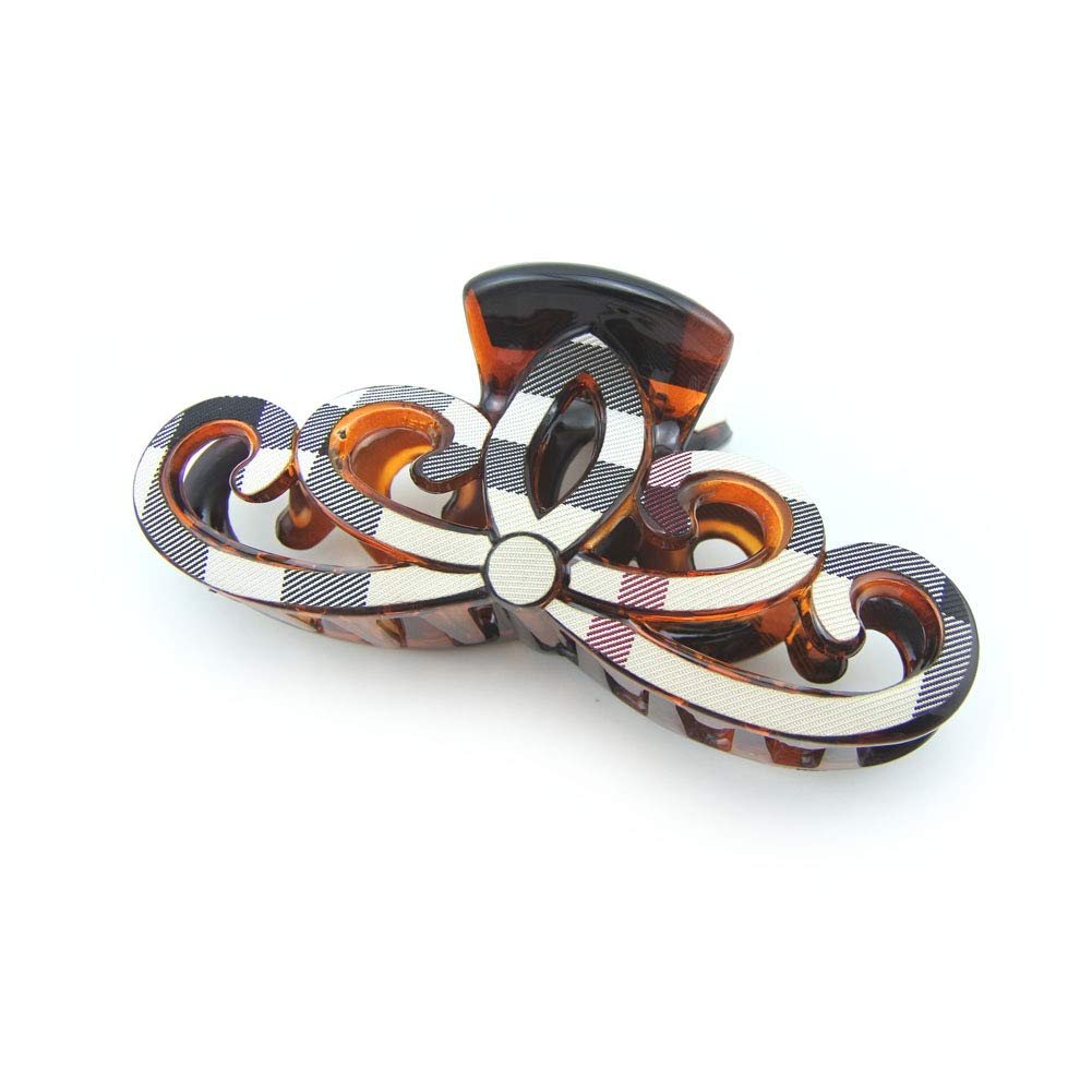 Meilliwish Noble Beautiful Big Large Women Ponytail Holder Hair Claw Clip(D101)(CrownBlack)