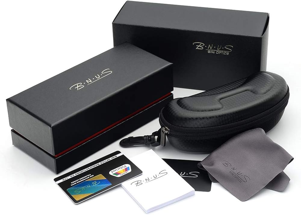 BNUS Sunglasses for Men & Women, Polarized glass lens, Color Mirrored Scratch Proof (Matte Black/Grey, B-7036/Polarized): Clothing