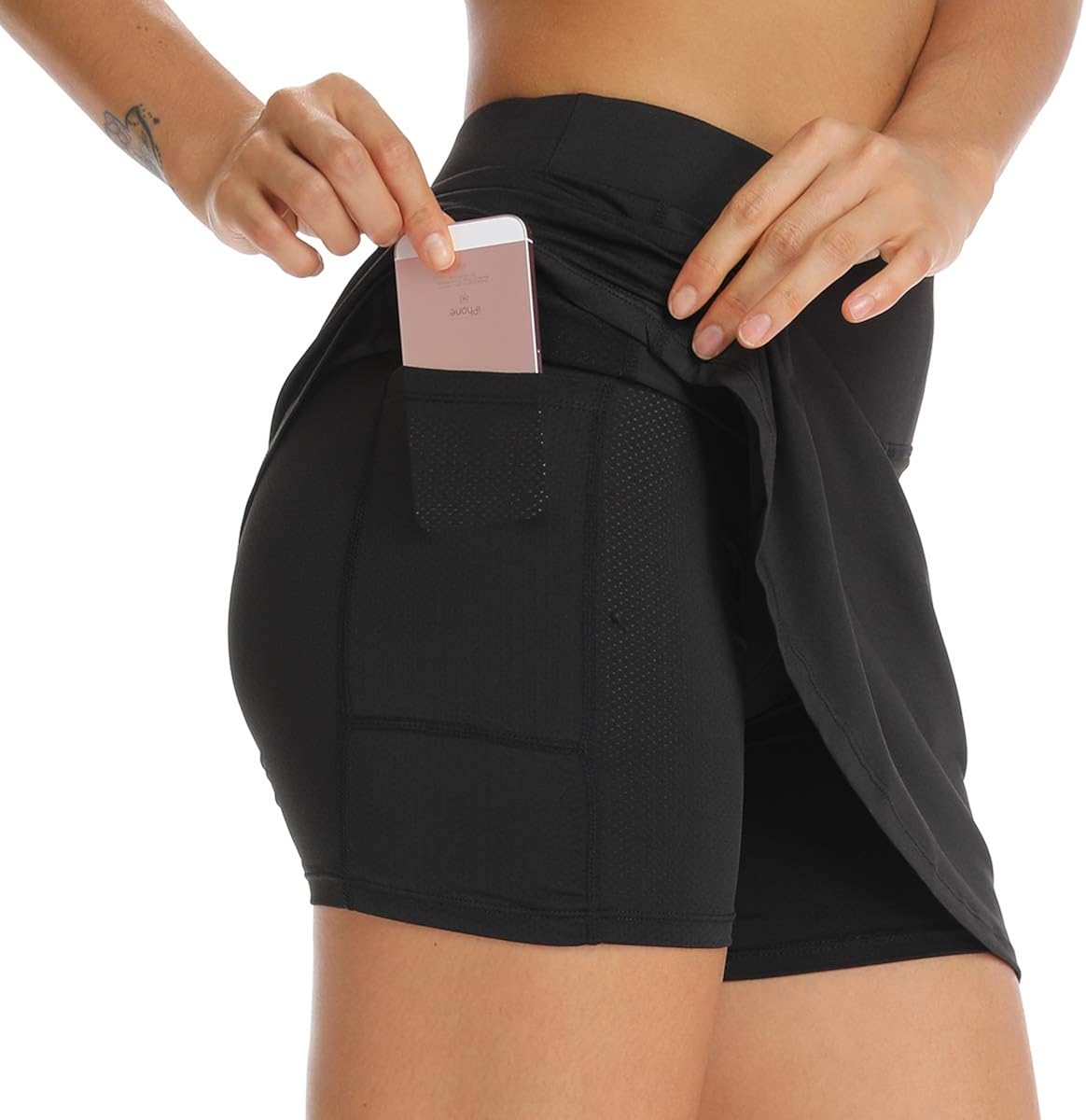 Ultrafun Women Athletic Tennis Skirts Stretchy Sports Golf Running Skirt Skort with Inner Shorts Pockets for Fitness Workout: Clothing