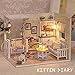Wind Dollhouse Miniature DIY Dream House Kit with Cover Wood Toy Doll House Model Handcraft Christmas Gift Kitten Diary