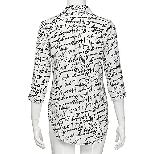 FarJing Clearance sale Women Ladies Three Quarter Sleeve Letter Printed Blouse Tops Clothes T Shirt (L,White ） - Thumbnail 5