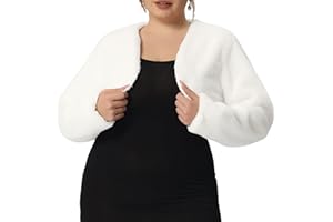 Agnes Orinda Plus Size Jacket for Women Wedding Open Front 2024 Faux Fur Bolero Crop Jackets