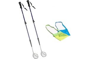 VOS Adjustable 2 Pcs Sand Sifter with Mesh Bags & Extendable Handle (21"–33")| Lightweight Beach Shovel for Collecting Seashells, Sea Glass, Shark Teeth |Back Saver, Durable, Easy to Use