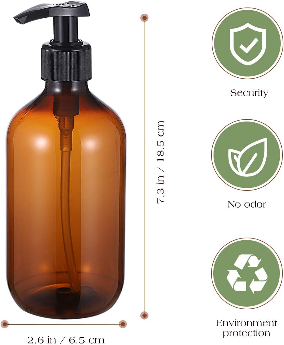 TOPBATHY 2PCS 500ml Empty Shampoo Bottles Opaque Versatile Pump Bottle Drip-free Lotion Container Hand Soap Dispenser with 2Pcs Funnel (Green+Brown) - Image 5