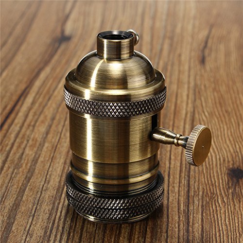 MASUNN E26/E27 Retro Vintage Edison Industrial Light Bulb Lamp Holder Socket With Switch-Bronze