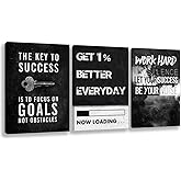 Motivational Wall Decor Inspirational Wall Art Canvas Poster Success Goal Artwork Entrepreneur Quote Painting Office Wall Decor for Bedroom Living Room Home Decoration Framed 12inch x16inch x3pieces