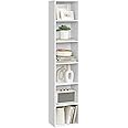 VASAGLE Custos Collection - Bookshelf, 6-Tier Bookcase, Book Shelf, Open Storage Shelf, 9.4 x 11.9 x 63.3 Inches, for Living Room, Home Office, Dinning Room, Cloud White ULBC411W01