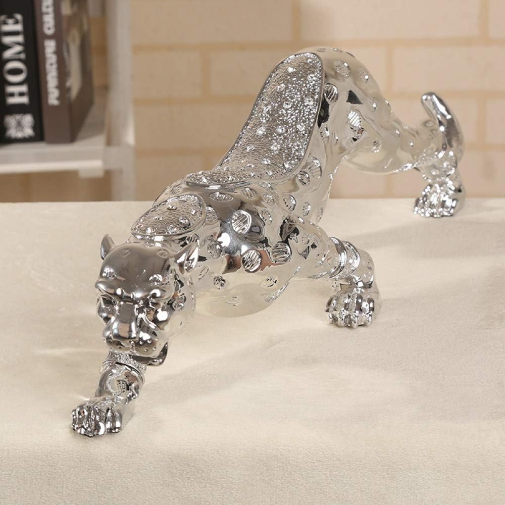 BYSDSG 55CM Cheetah Sculpture Electroplated Resin Leopard Statue Wild Animal Art and Craft