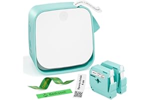 Vixic Label Maker Machine with 2PK Tapes, M960 Mini Label Sticker Printer, Bluetooth Rechargeable Handheld Labeler with Multiple Template Icon Font for Office Home Organization 0.47inch