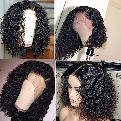 MsGem Curly Wave Human Hair Bob Wig 10 inch Unprocessed Brazilian Short Curly Hair Lace Front Human Hair Wigs For Black Women