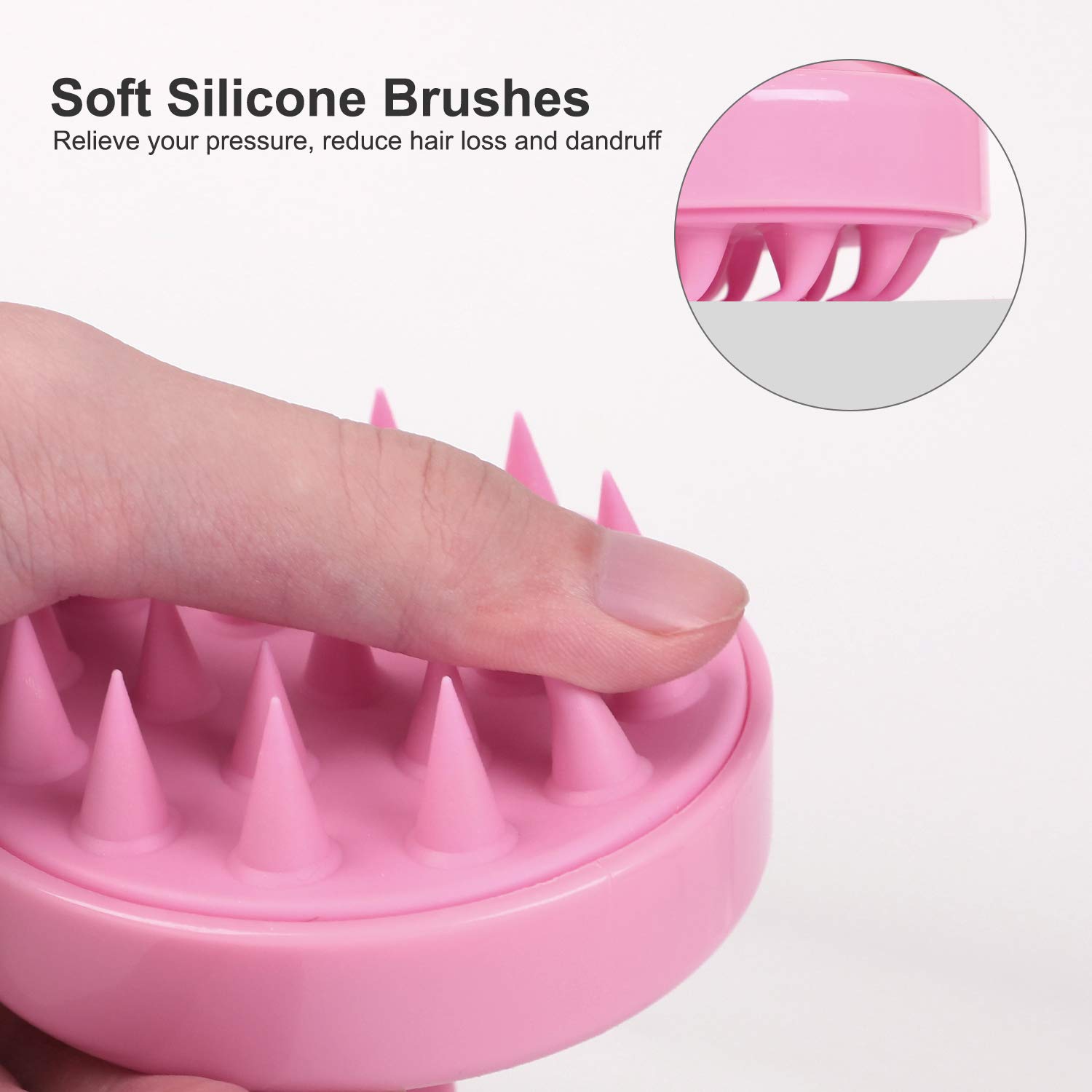 2-Pack Hair Scalp Massager Shampoo Brush, Heeta Wet and Dry Hair Scalp Brush with Soft Silicone (Rose Pink & Green) : Beauty