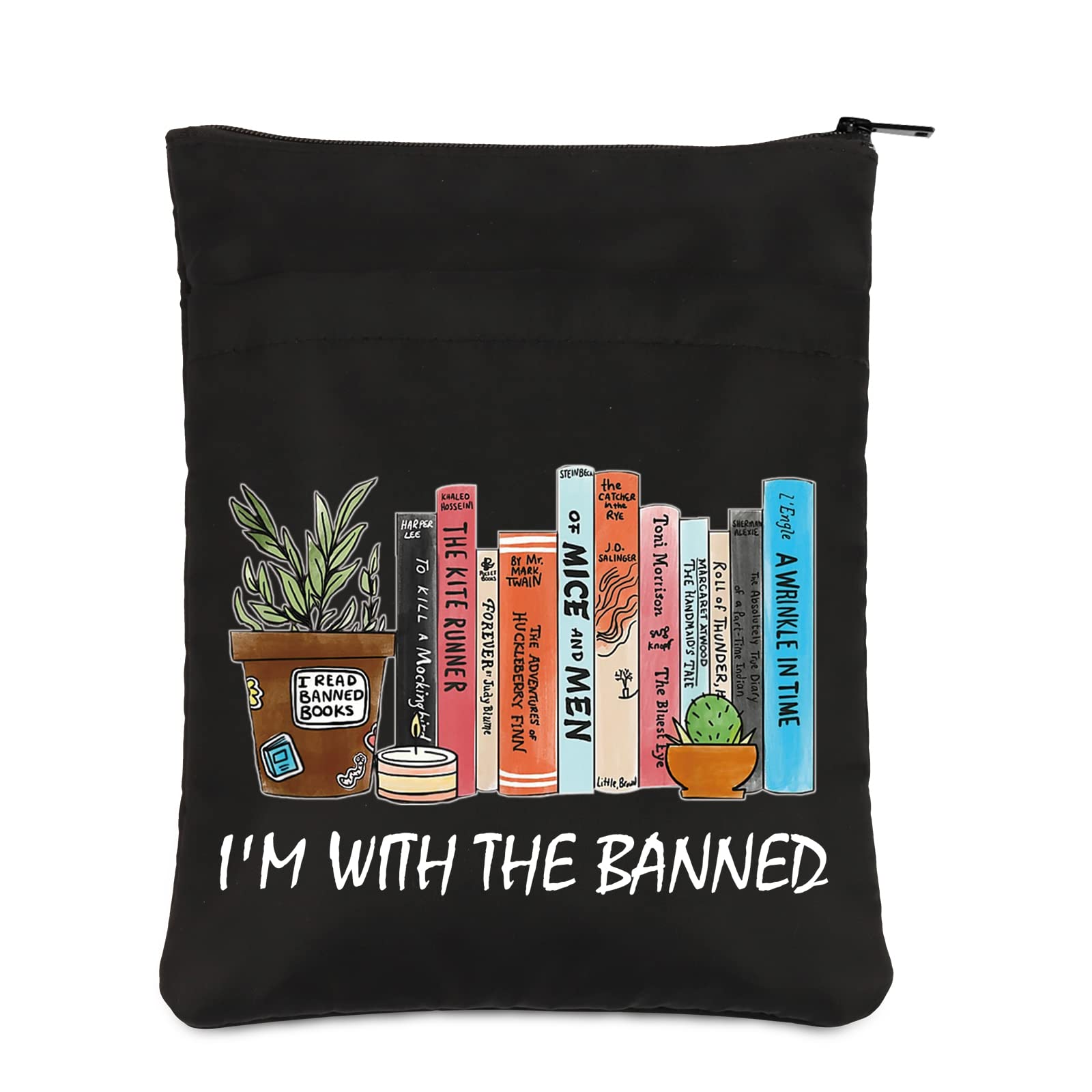 PLITI Book Lover Book Sleeve Reading Lover Gift Bookworm Gift I'm with The Banned Library Book Protector for Reader (with the Banned BSblU)