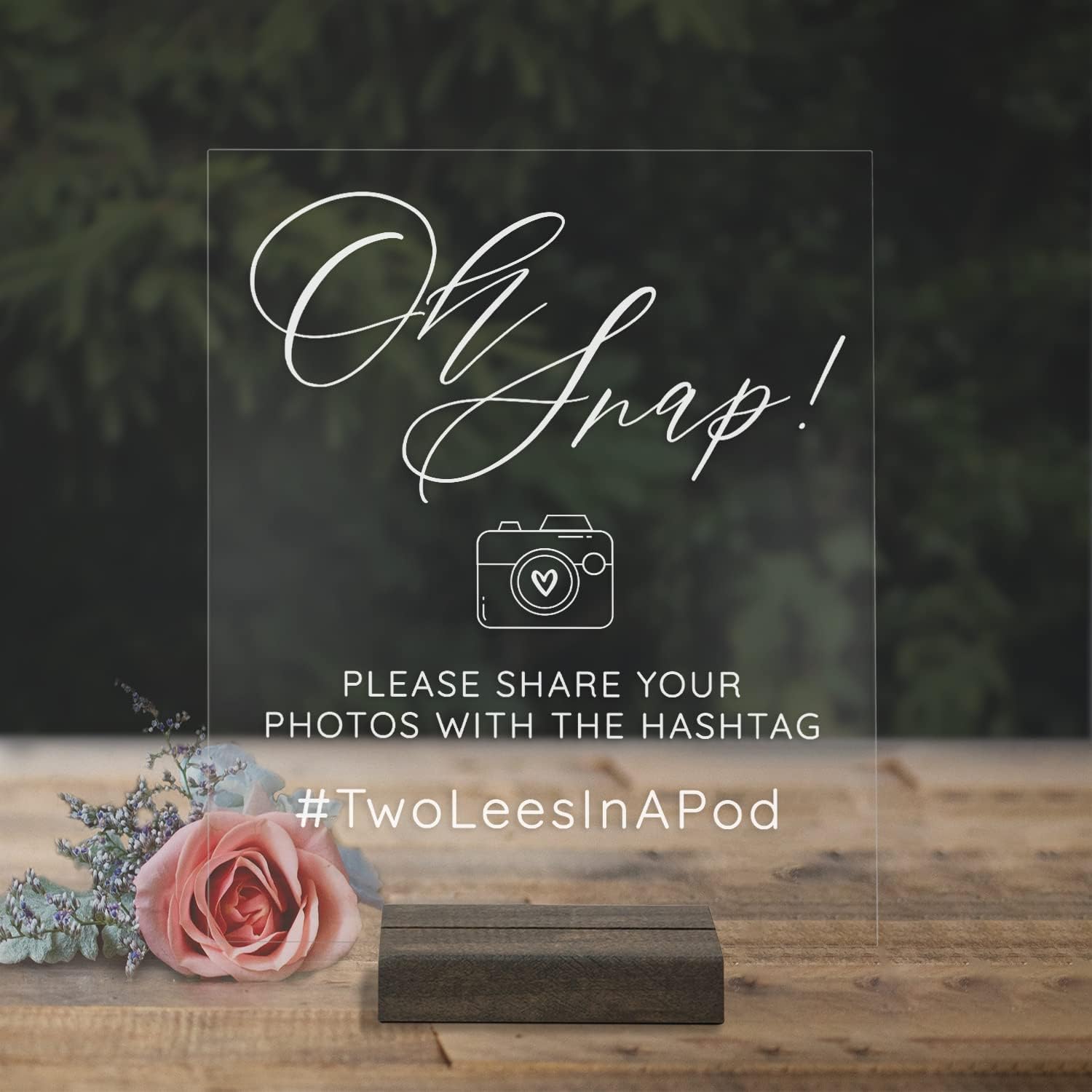 Mixed Media - Acrylic Wedding Hashtag Sign, Oh Snap Capture The Love and Share Your Photos Event Social Media Sign, Lucite Instagram Hashtag and Social Newtwork Sign