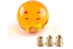 ATNVIDSG Round Ball Shift Knob for Most Manual Automatic Cars Universal Dragon Ball Gear Shift Knob with 3 Adapters M8x1.25, M10x1.25, M10x1.5(Yellow 4 Stars)