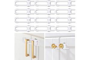 12 Packs Baby Proofing Sliding Cabinet Locks modacraft U-Shaped Child Safety Latches Adjustable White Locks for Handles Knobs