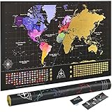 Newest 2019 Extra Large Scratch Off Map of The World | Premium Quality 36x24 World Map Poster w/US States &amp; Country Flags | Original Deluxe Large Travel Map: Detailed Cartography | Made in Europe