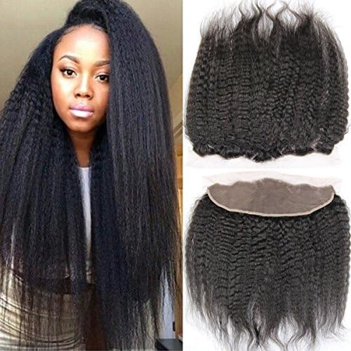 Meodi Hair Kinky Straight Lace Frontal Closure Brazilian Virgin Hair 13x4 Free Part Lace Frontal Closures with Baby Hair (8inch)