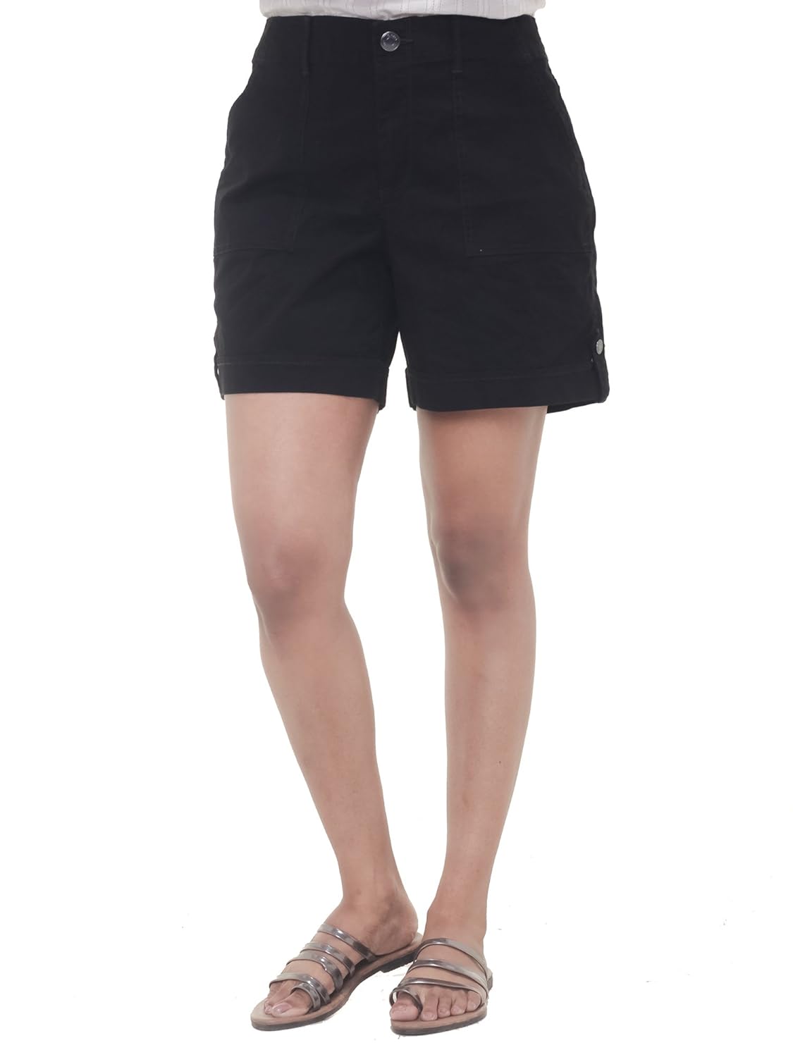 twist womens black solid cotton lycra strech shorts with contrast & free shipping
