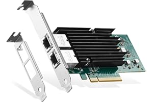 Binardat 2 Port 10G Ethernet PCIe Network Adapter, Intel X540 chip LAN Controller, 10G/1G/100Mbps Ethernet RJ45 NIC Card for 