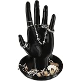 TILPAWOGGA Skeleton Hand Jewelry Display Stand Black Ring and Bracelet Holder with Tray (Black01)