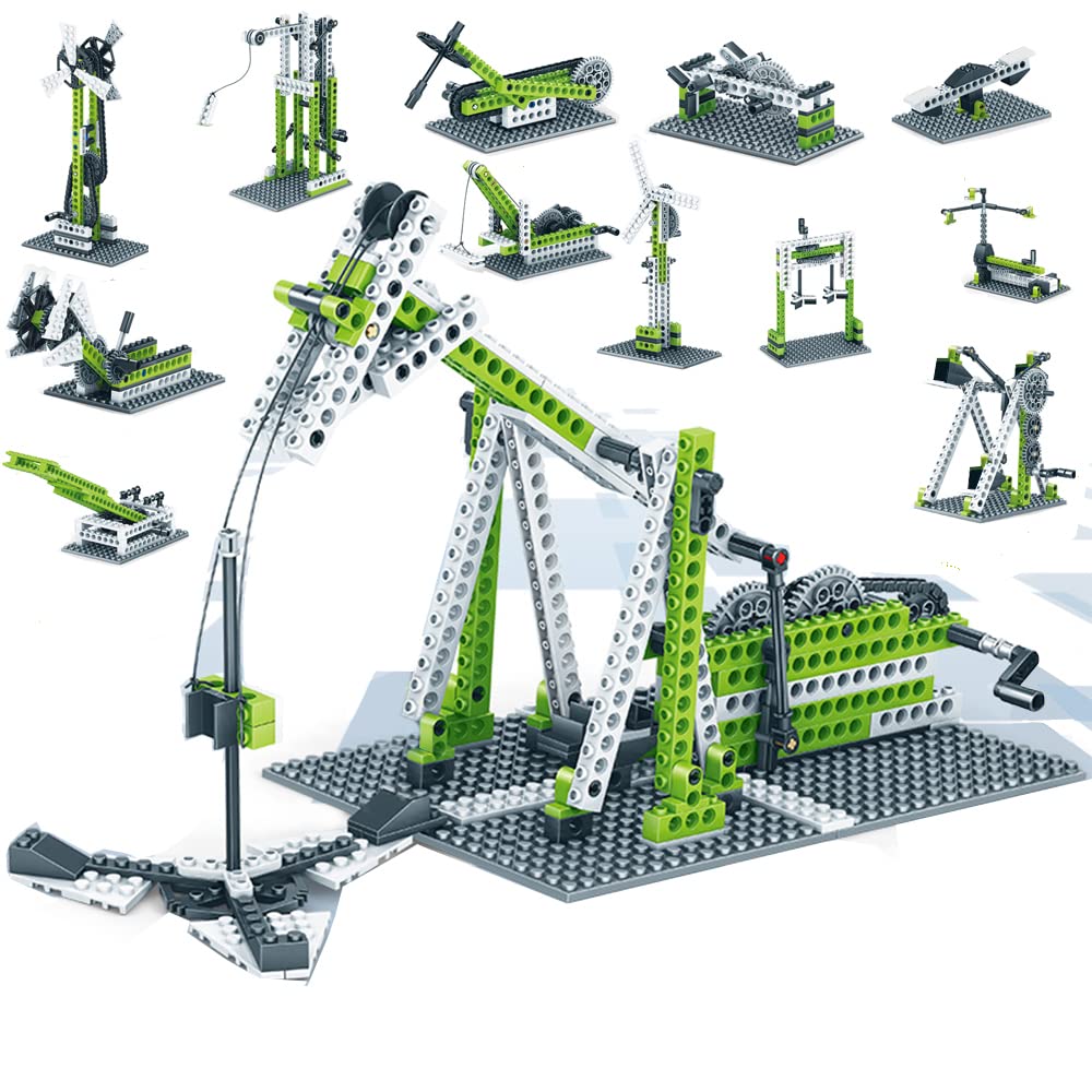 Photo 1 of Ulanlan STEM Mechanics Gears Construction Kit 13 Models in 1, Motion Essential Set, Ferris Wheel/Merry-go-Round/Seesaw/Crane/Windmill Engineering Science Education Building Kit