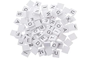 Scrabbles Tiles Replacement, 【100pcs】 White Wood Chips DIY English Alphabet Puzzle Literacy Squares Baby Intellectual Develop
